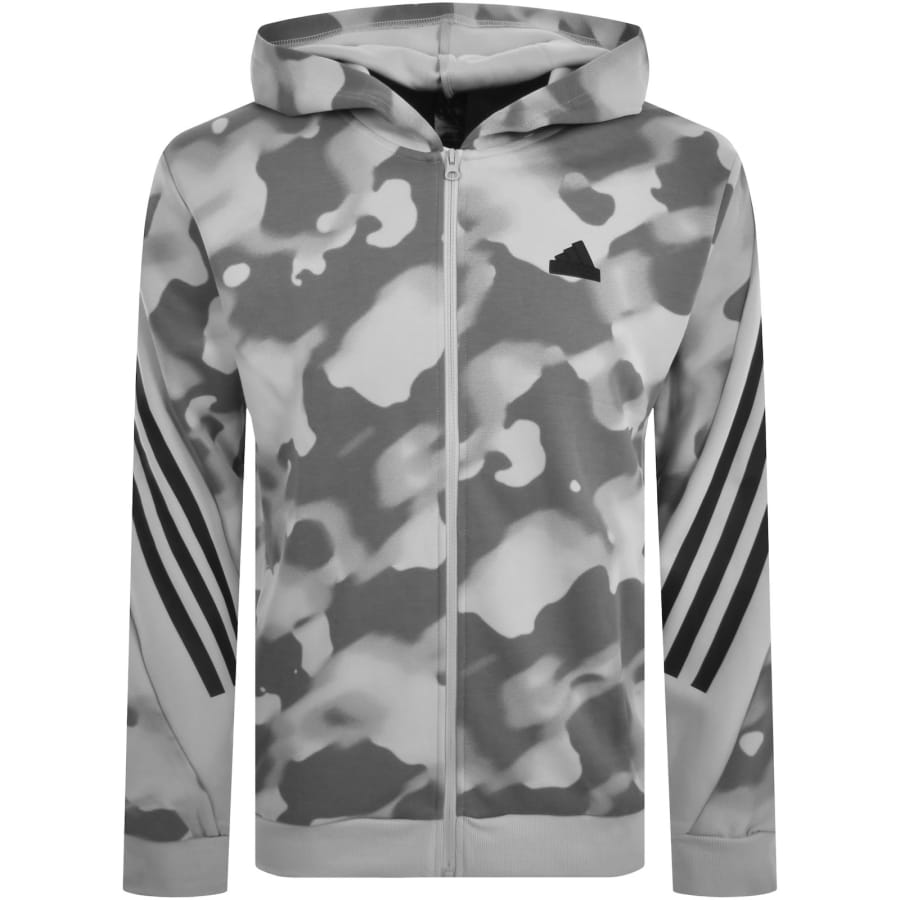 adidas All Over Print Zip Hoodie Grey Mainline Menswear